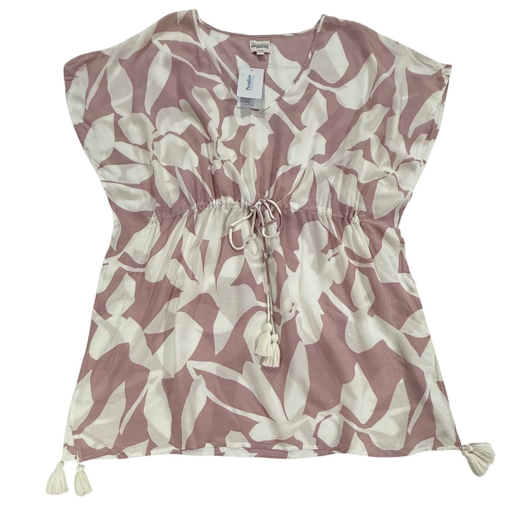 Poolside Paradiso Islander CoverUp Dress Floral Dusty Rose Size M/L NWT W523